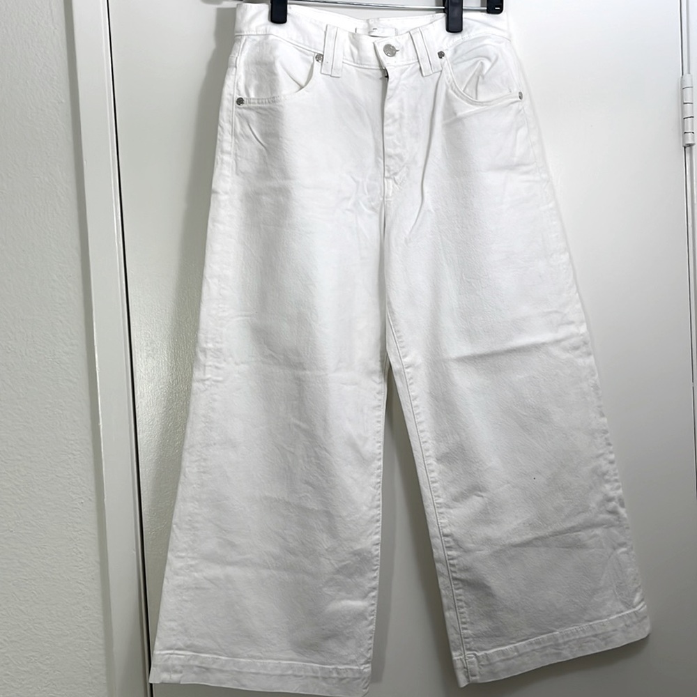7 for all mankind white wide crop denim size28